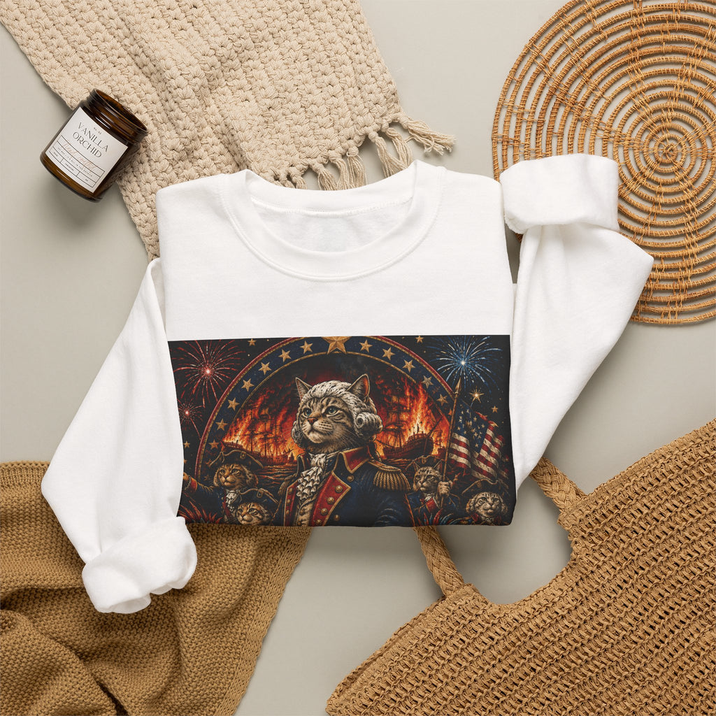 Burn the Boats Crewneck Sweatshirt — Patriotic 'No Turning Back' Graphic