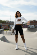 All-Over Print Recycled Long Sleeve Crop Top