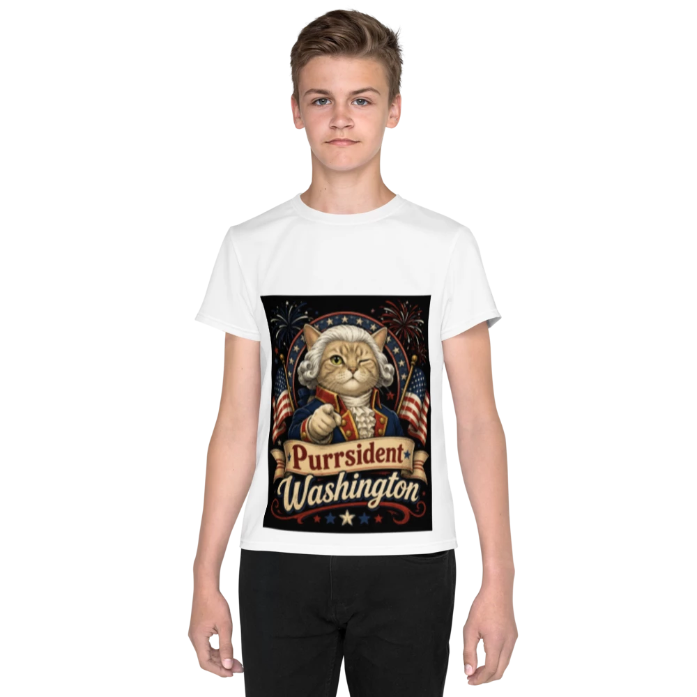 PURR PRESIDENT All-Over Print Youth Crew Neck T-shirt