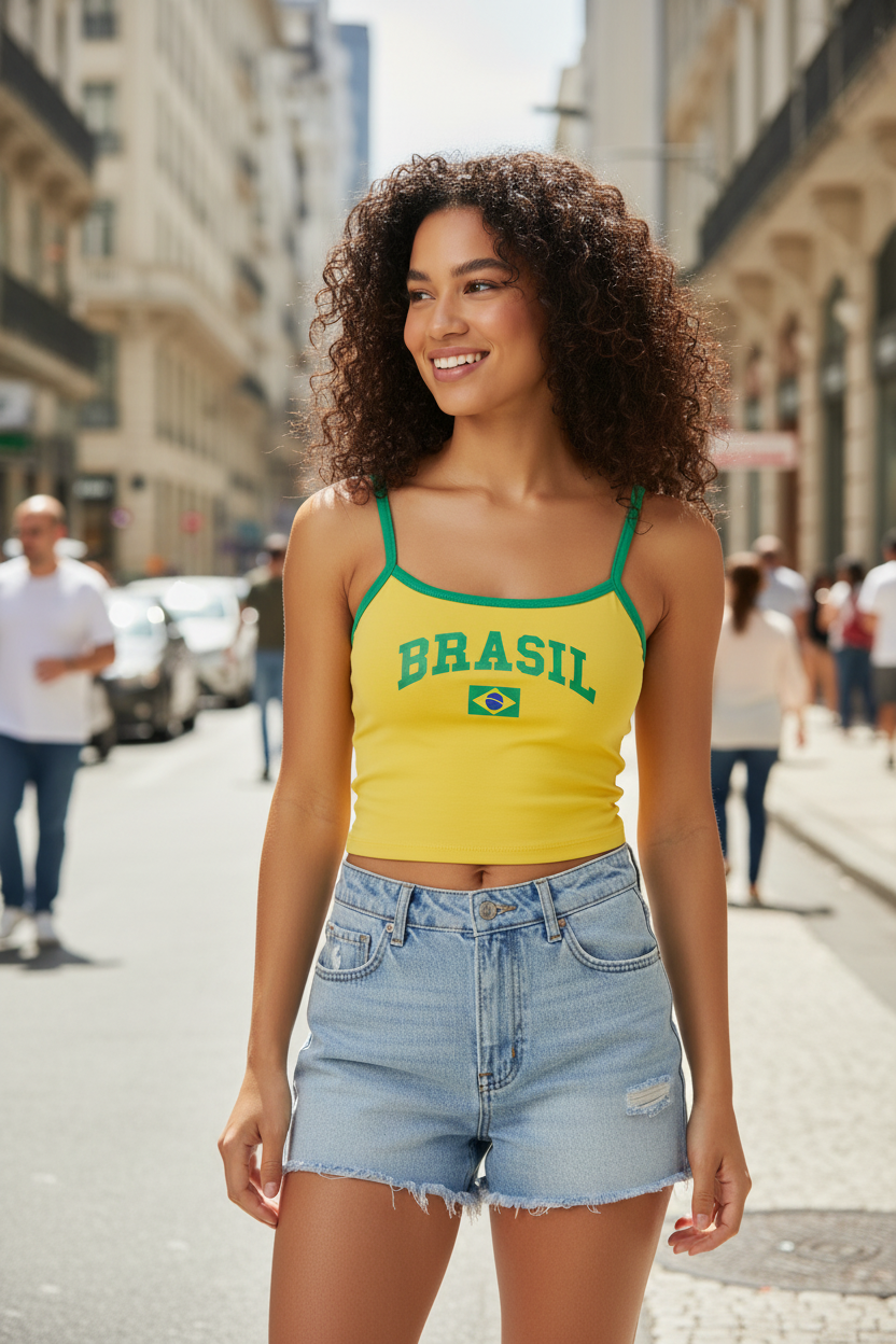 Y2K Brazil Printed Crop Tank - Women