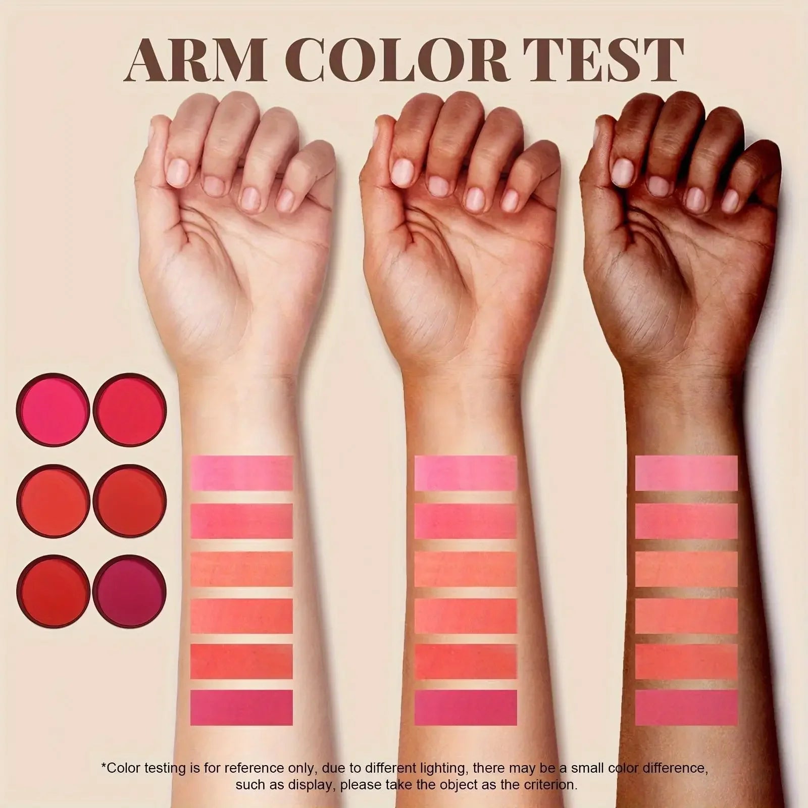 6 Colors Waterproof Matte Blush Palette Medium Buildable Coverage Long-Lasting Natural Finish Light and breathable,