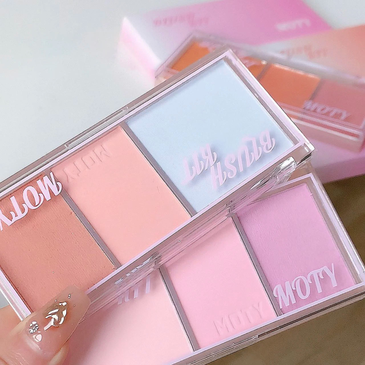 Beautiful 3 Colors Blush Palette Pink Taro Purple Blusher Face Makeup Palette Mashed Potato Texture Matte Highlight Powder Blush