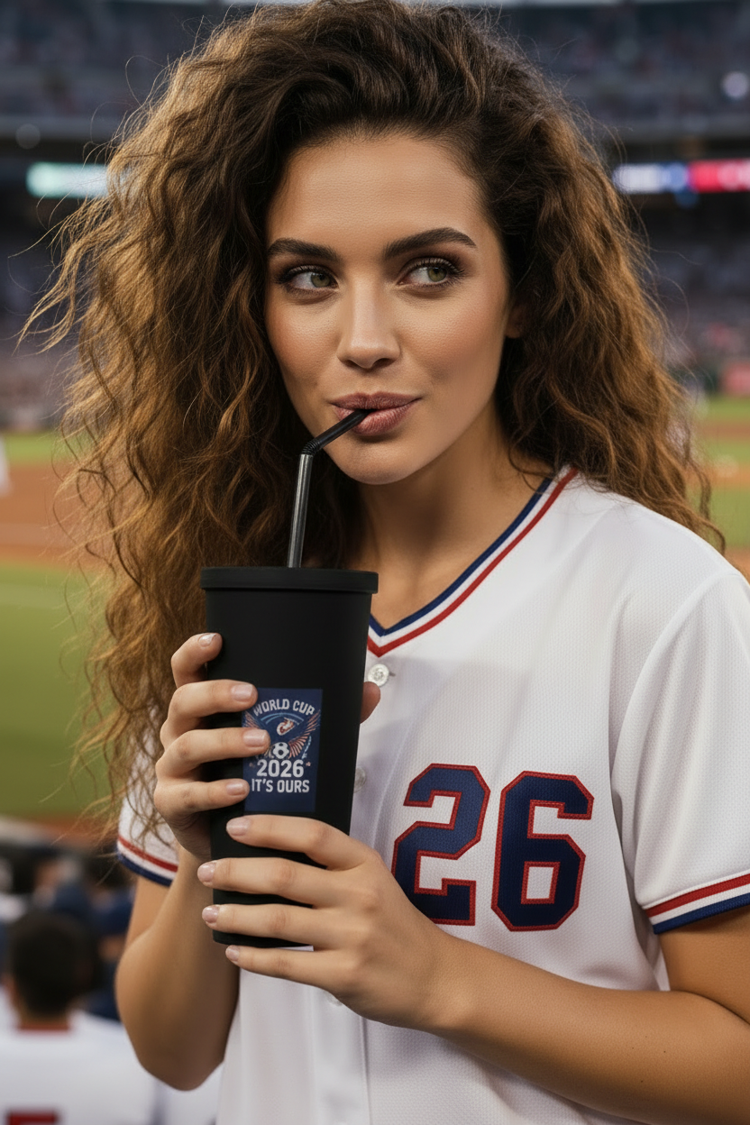 Close-up Model with Straw