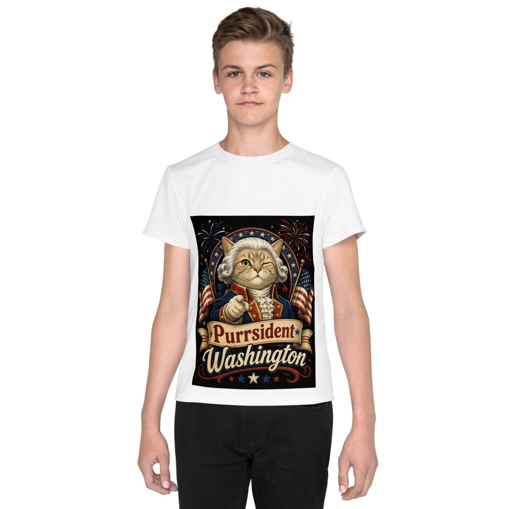 PURR PRESIDENT All-Over Print Youth Crew Neck T-shirt